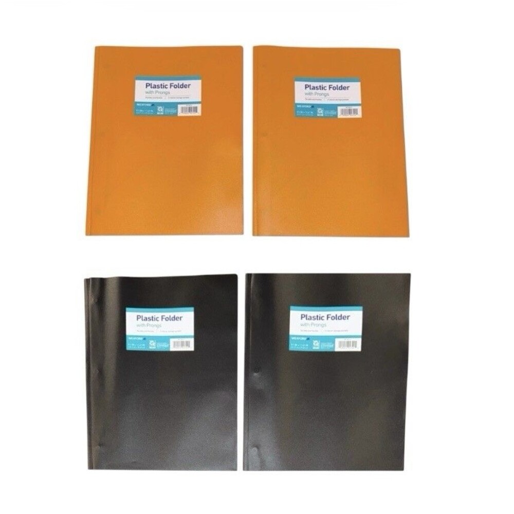 4x Wexford Plastic Folder w/ Prongs 2 Pocket 9.1x11.61"